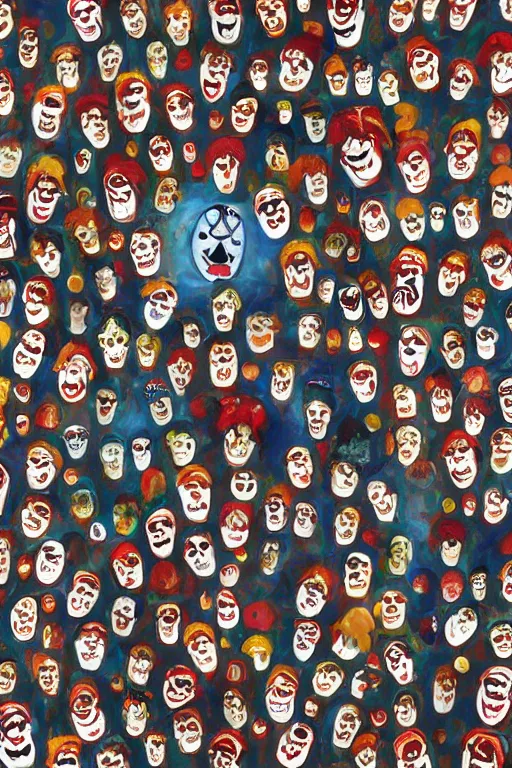 Image similar to a post office full of clowns by bijou karman