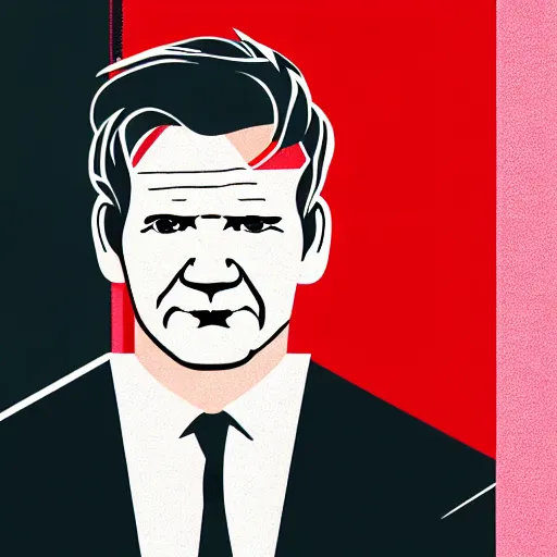 Image similar to a portrait of gordon ramsay stylized by geometric shapes, rounded corners, candy colors