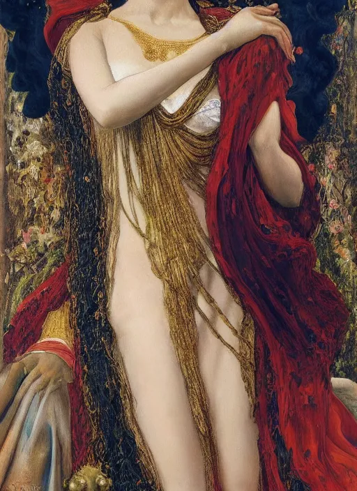 Prompt: oil painting of Queen of Ecstasy, Hungarian, curly dark hair, fair skin, veil by Georgia o Keeffe, by Marcel Jankowicz, by Botticelli, by Gustave Moreau,minimalist