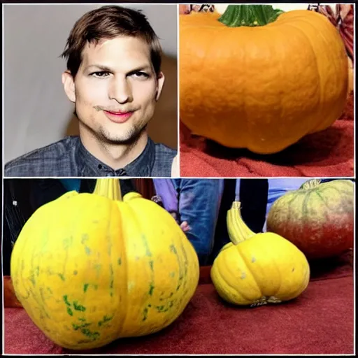 Image similar to ashton kutcher face on a hokaido squash