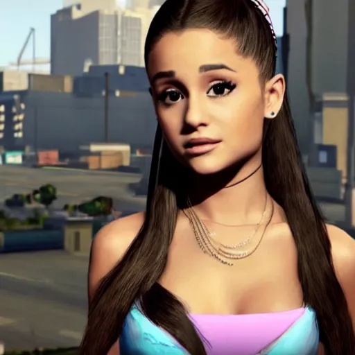 Image similar to ariana grande as gta v loading screen girl