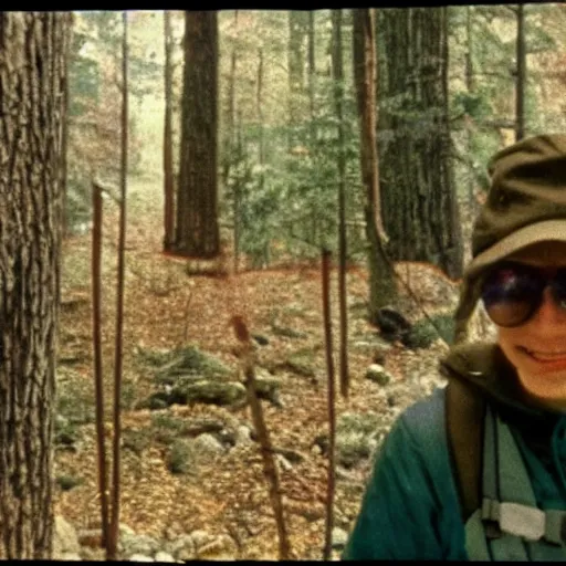 Image similar to A screen capture of found footage video left behind by a missing hiker in 1986