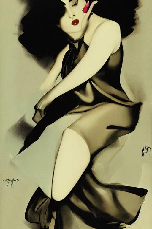 Prompt: painting of Audrey Horne by Rolf Armstrong