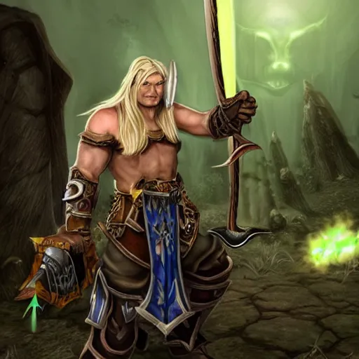 Image similar to world of warcraft orc fight legolas