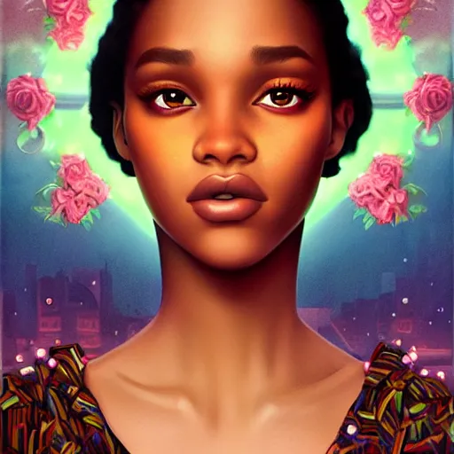 Image similar to Paris city portrait, black girl, Pixar style, by Tristan Eaton Stanley Artgerm and Tom Bagshaw.