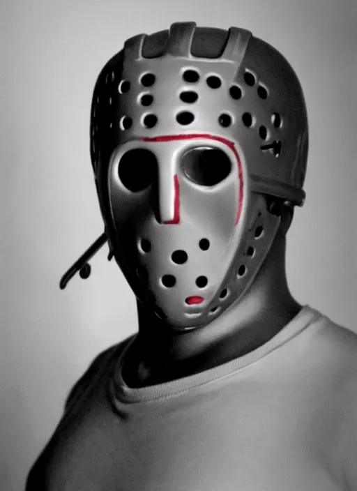 Prompt: high school year book photo of jason voorhees from the friday the 1 3 th, film shot, portrait photography, soft lighting, soft focus