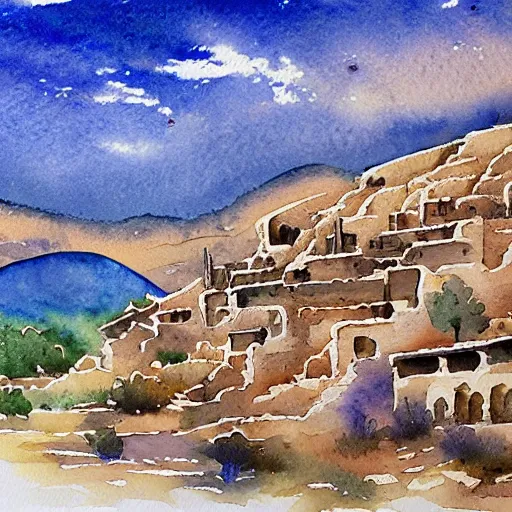 Image similar to watercolor kurdish destination, highly detailed, 4 k