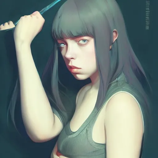 Image similar to a beautiful billie eilish christina hendricks alluring instagram model in crop top, by guweiz and wlop and ilya kuvshinov and artgerm and makoto shinkai and studio ghibli, symmetrical eyes, aesthetic, gorgeous, stunning, alluring, attractive, artstation, deviantart, pinterest, digital art