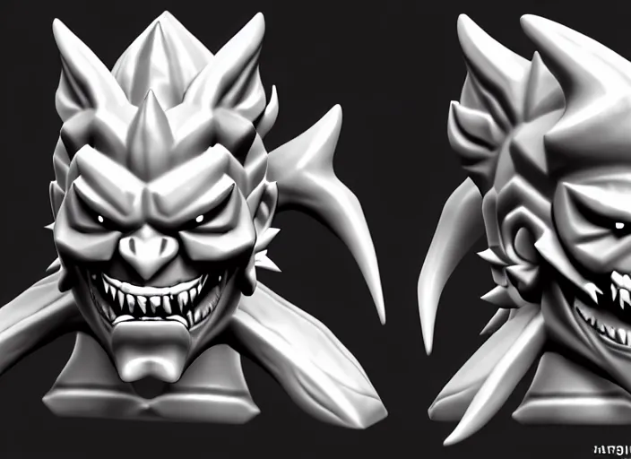 Image similar to raging oni squashling head, stylized stl, 3 d render, activision blizzard style, hearthstone style, darksiders art style