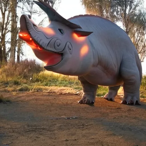 Prompt: dinosaur turn into pig, beautiful lighting