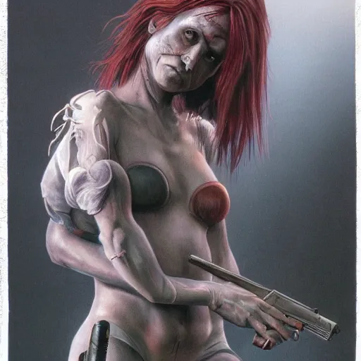 Image similar to zoe from left 4 dead, by wayne barlowe