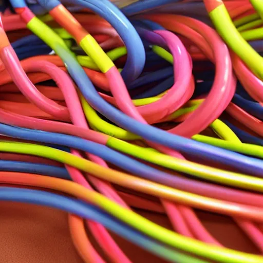 Prompt: satisfying cable management, vivid color hues