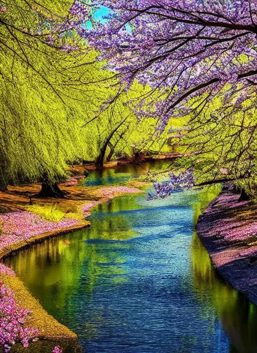 Image similar to beautiful spring season photography trees and river award winning cinematography