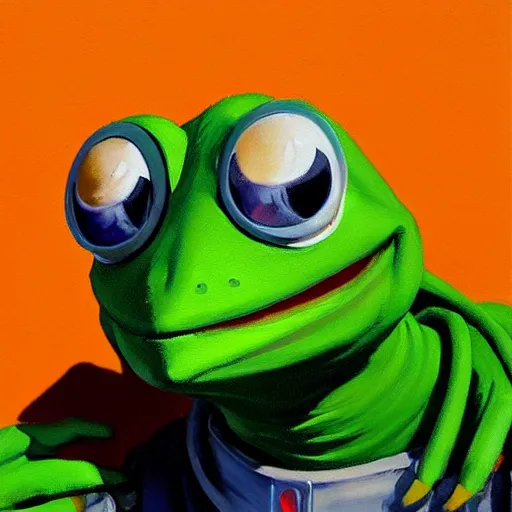 Image similar to greg manchess portrait painting of partially armored kermit the frog as overwatch character, medium shot, asymmetrical, profile picture, organic painting, sunny day, matte painting, bold shapes, hard edges, street art, trending on artstation, by huang guangjian and gil elvgren and sachin teng