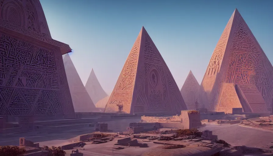 Image similar to monuments with moroccan motifs, by tim blandin and arthur haas and bruce pennington and john schoenherr, big windows architecture by zaha hadid, octane render, cinematic, scenery, cgsociety, modernism, futuristic, trending on artstation, sci - fi, high detail, high quality, close up angle