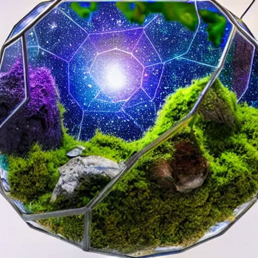 Image similar to a galaxy inside of a terrarium