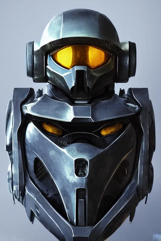 Image similar to robot ninja mask helmet halo master chief radiating a glowing aura global illumination ray tracing hdr fanart arstation by ian pesty and katarzyna da „ bek - chmiel