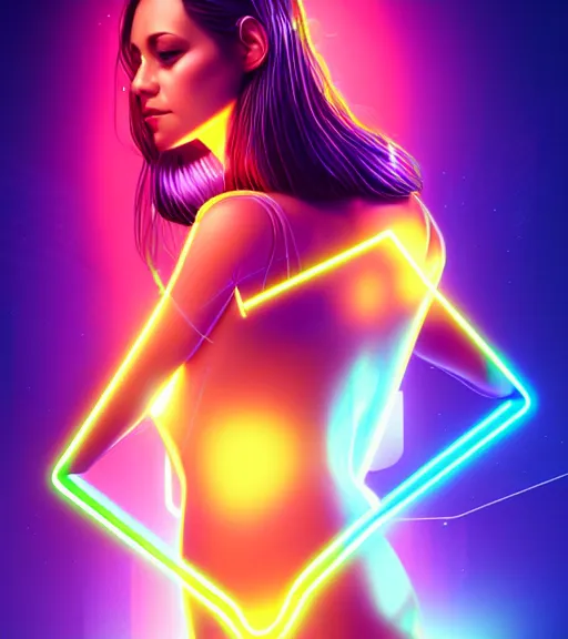 Image similar to symmetry!! latin princess of technology, solid cube of light, hard edges, product render retro - futuristic poster scifi, lasers and neon circuits, beautiful woman latin princess, intricate, elegant, highly detailed, digital painting, artstation, concept art, smooth, sharp focus, illustration, dreamlike, art by artgerm