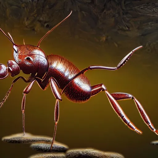 Image similar to fantasy art hyper realistic ai created interesting bizarre subconscious of an ant with fractal vignette edge fantastic art award winning best ultra detailed magnificent