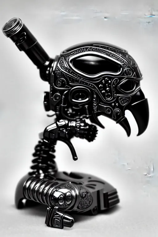 Image similar to terminator parrot cyborg, intricate details. front on, symmetrical. industrial design. good design award, innovative product concepts, most respected design