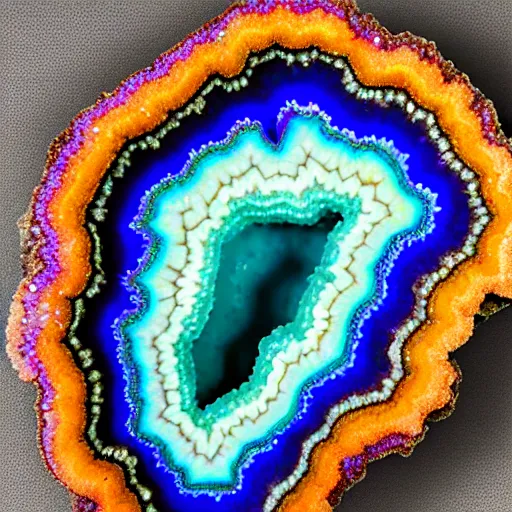 Prompt: colorful geode with circuits inside