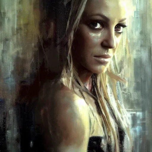 Prompt: britney spears and olivia wilde morphed together, hybrid, jeremy mann painting