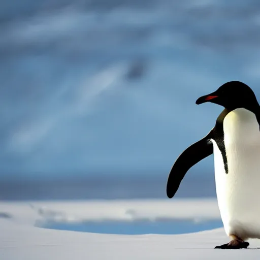 Image similar to a penguin swimming on the earth's atmosphere