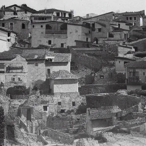 Prompt: A photo of a Spanish village from the Spanish Civil War