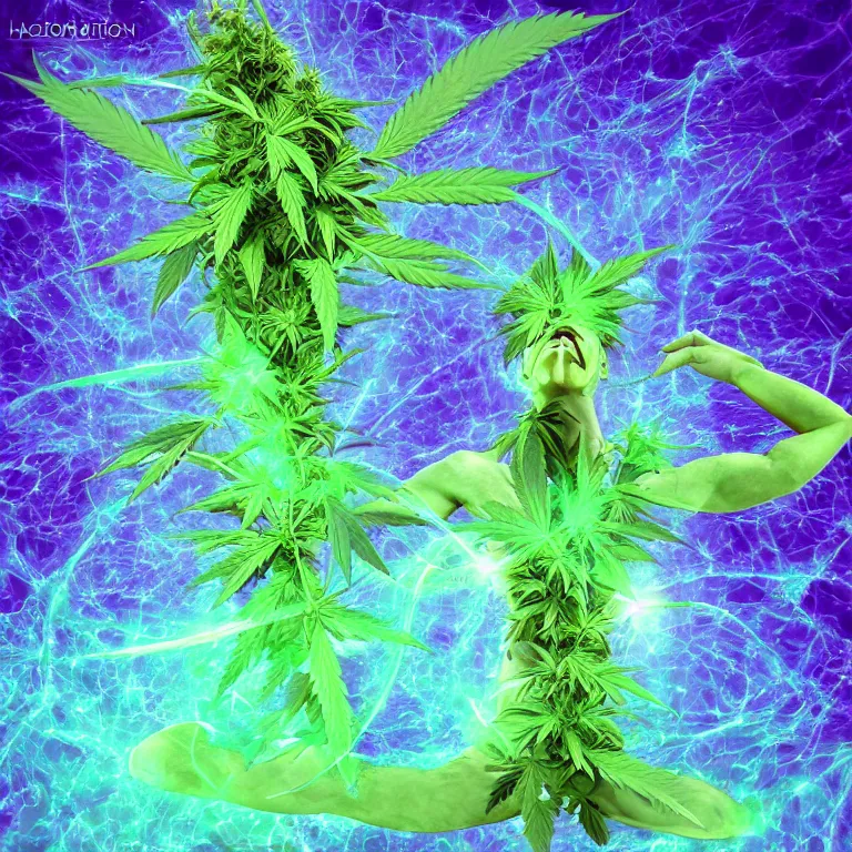 Image similar to cannabis hallucination of your own body crushing into a peaceful singularity, fantasy, digital art, trending on artstation