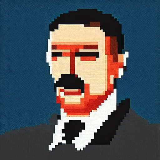 Image similar to pixel art portrait of adolf hitler