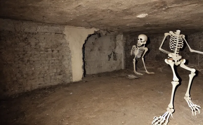 Image similar to a skeleton in a basement