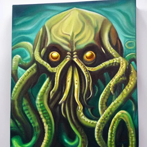 Prompt: handsome portrait of cthulhu, oil on canvas, high budget