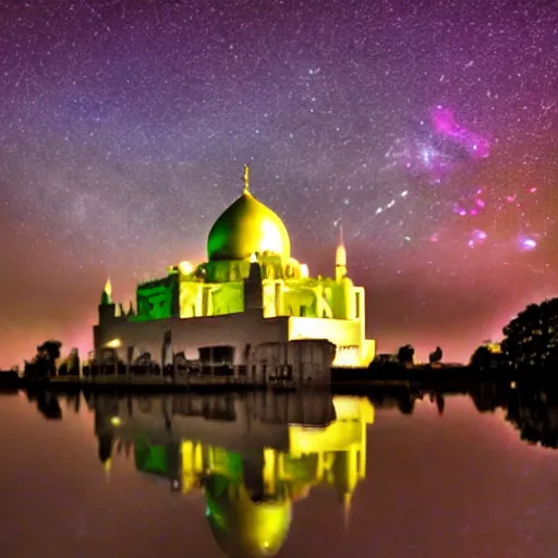 Image similar to mosque surrounded by nebula clouds