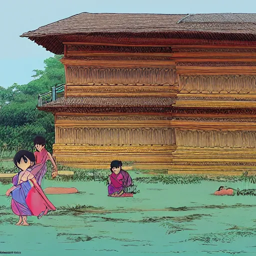 Image similar to jaffna sri lanka, drawn by hayao miyazaki