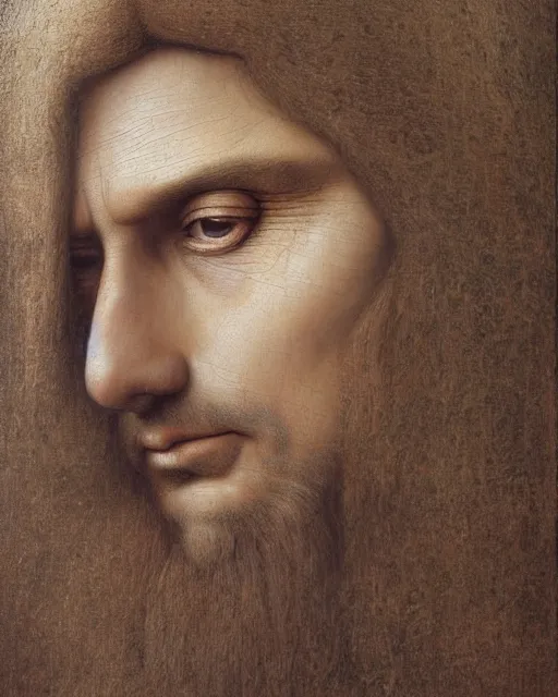 Image similar to matte painting portrait shot, leonardo da vinci large oil painting of cary grant, detailed and intricate by jean delville, marco mazzoni, symbolist, visionary, gothic, pre - raphaelite