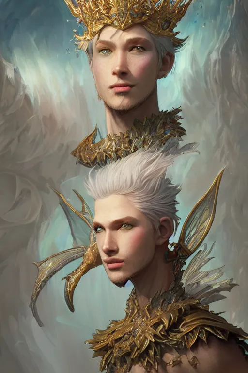 Image similar to fairy king, highly detailed, d & d, fantasy, highly detailed, digital painting, trending on artstation, concept art, sharp focus, illustration, global illumination, ray tracing, realistic shaded, art by artgerm and greg rutkowski and fuji choko and viktoria gavrilenko and hoang lap,