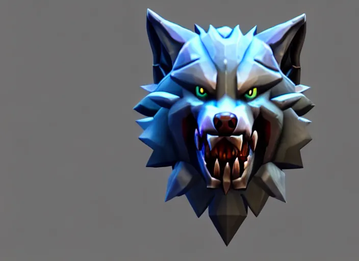 Image similar to wolf head, stylized stl, 3 d render, activision blizzard style, hearthstone style, dauntless style