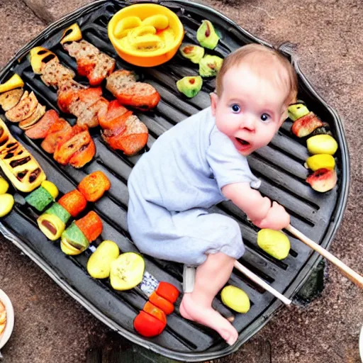 Image similar to a baby on a disposable bbq