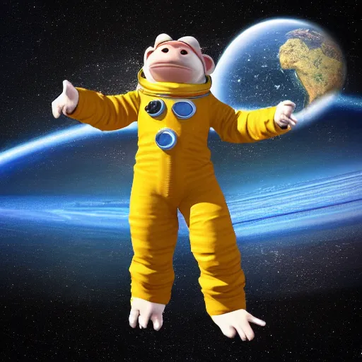 Prompt: “ 3 d render of a monkey as an austronaut, space, planets ”