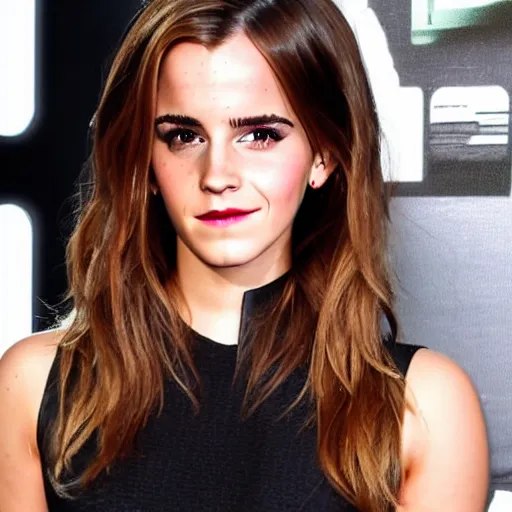 Prompt: emma watson mixed with kim kardashian, 5 0 - 5 0 mixture, full - figure profile