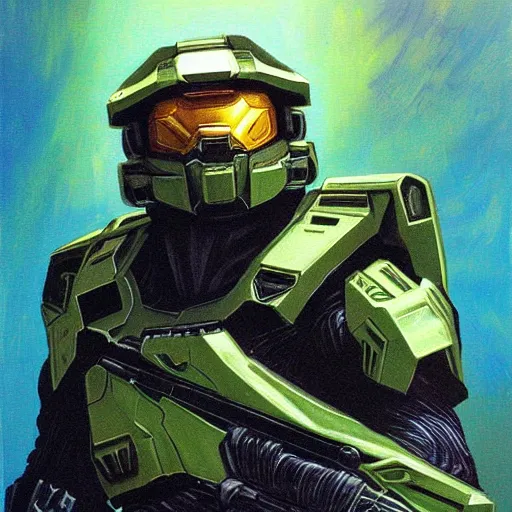 Image similar to halo 3 1 9 7 0 s scifi style detailed painting