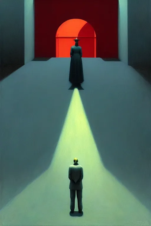 Image similar to ptsd, edward hopper and james gilleard zdzislaw beksisnski higly detailed