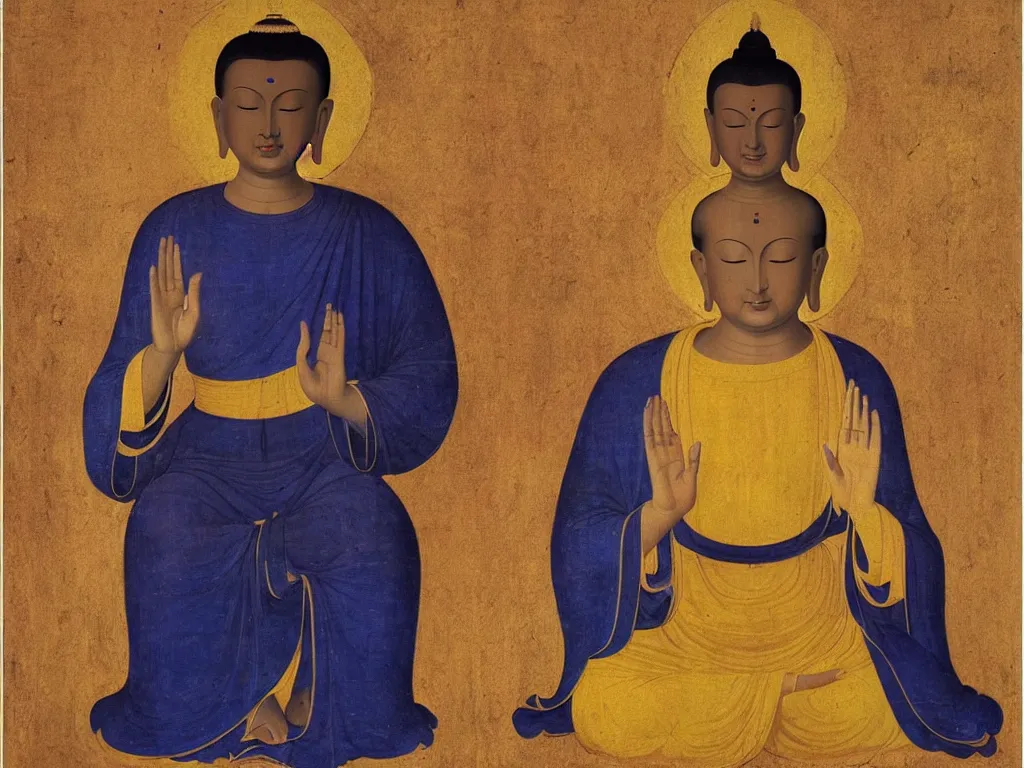 Image similar to Portrait of the Buddha. Painting by Fra Angelico.