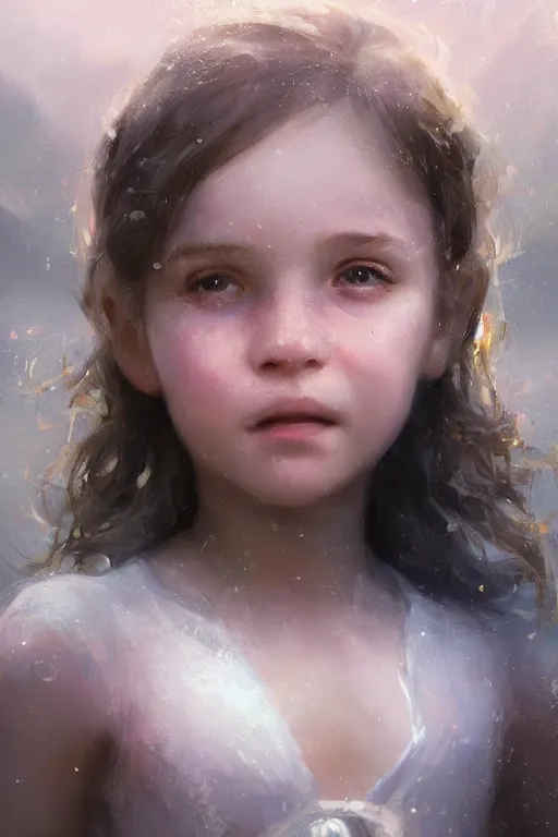 Image similar to Atlantis little girl, joyful, close-up portrait, intricate, elegant, volumetric lighting, scenery, digital painting, highly detailed, artstation, sharp focus, illustration, concept art, ruan jia, steve mccurry