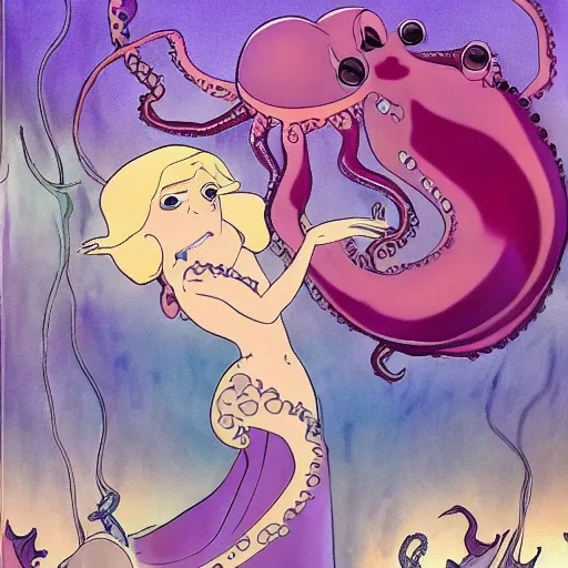 Image similar to ursula the sea witch, boris johnson, octopus, by glen keane, disney