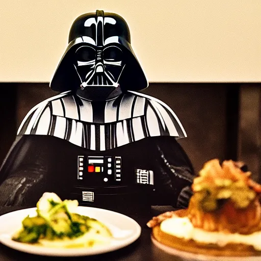 Image similar to A still of Darth Vader dressed as a chef. Extremely detailed. Beautiful. 4K. Award winning.