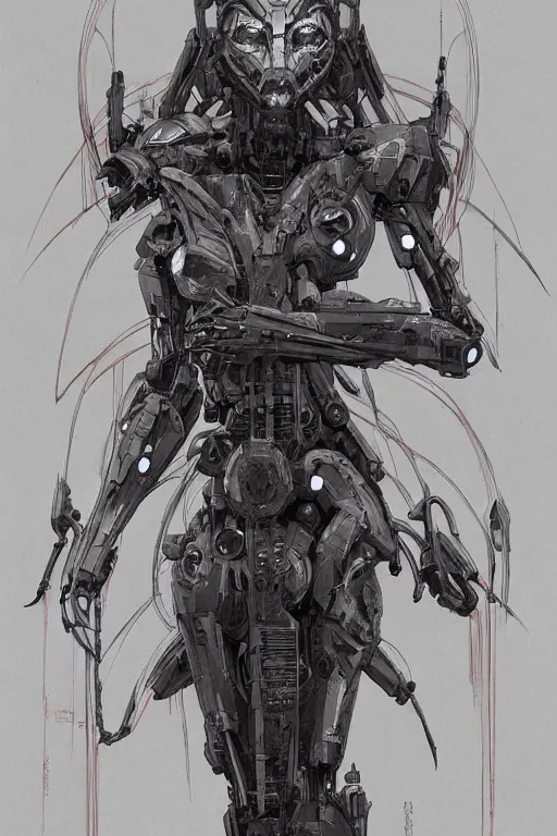 Image similar to very symmetrical!! full body illustrations of mecha, pen and ink, moderately detailed, by james gurney, by greg rutkowski, symmetrical concept art, spooky witch medusa, mechanized, bikini, artstation, deviantart, pinterest, unreal engine