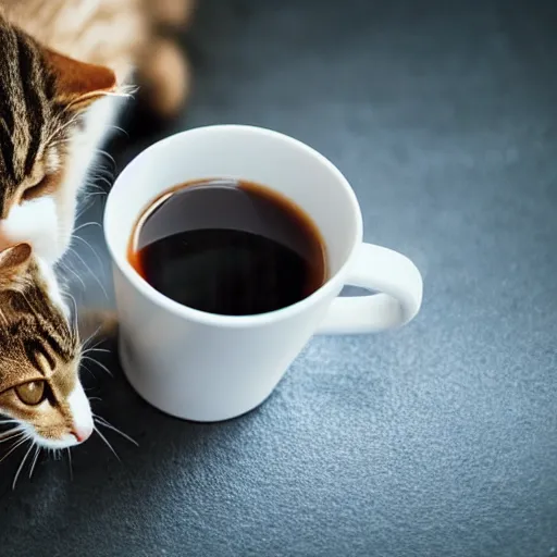 Prompt: cat and cup of coffee