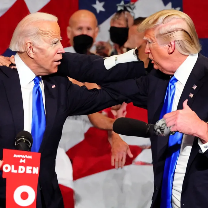 Image similar to joe biden and donald trump boxing match in ring, detailed sharp photo