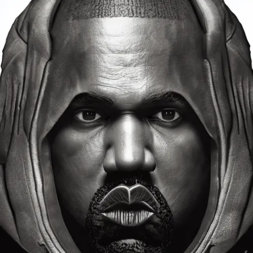 Image similar to Kanye West as the emperor of humanity from warhammer 40k in Gears of War, warzone, battle, splash art, movie still, cinematic lighting, detailed face, face, dramatic, octane render, long lens, shallow depth of field, bokeh, anamorphic lens flare, 8k, hyper detailed, 35mm film grain